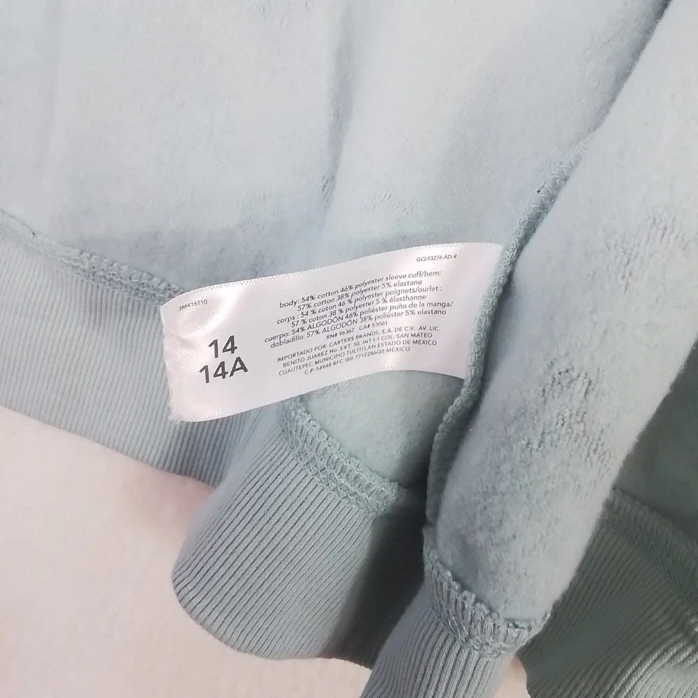 OshKosh Fleece Lined Full Zip Hoodie Girls Size‎ 14 in Green w/ Butterfly Theme